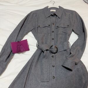 Sezane Gray TEA DRESS in Dark Grey US 8 / FR 40 and BONUS Sezane JEWELRY POUCH